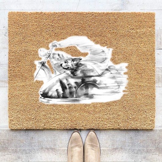 Discover Dog in a Sidecar Coir Doormats