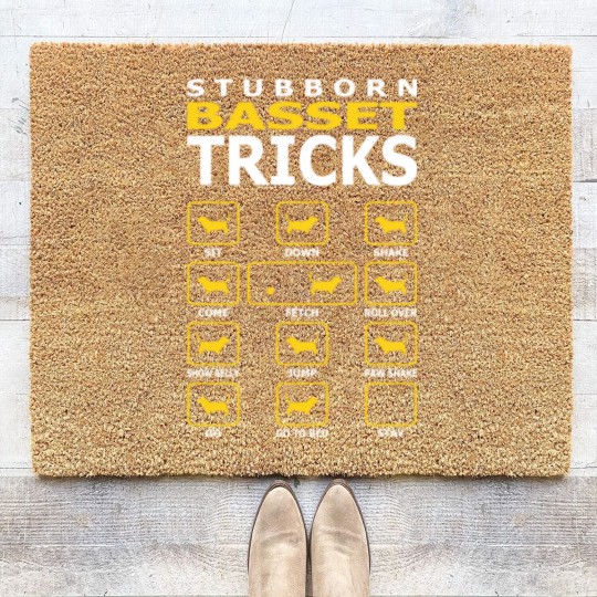 Discover Stubborn Basset Dog Tricks Funny Coir Doormats Coir Doormats