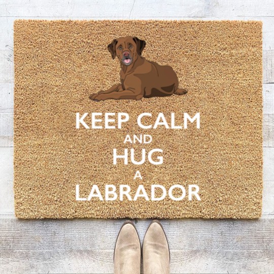 Discover Keep Calm and Hug a Labrador - Chocolate Lab - Coir Doormats