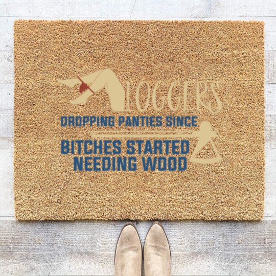 Discover Logging Needing Wood Funny Logger Coir Doormats