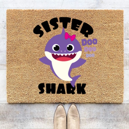 Discover Sister Shark Gift Cute Baby Shark Matching Family Coir Doormats