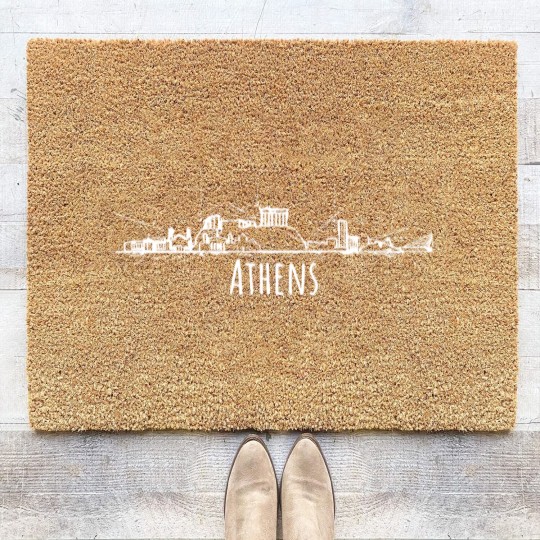Discover Athens city skyline Cool Greece souvenir Coir Doormats