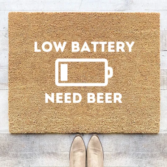 Discover Low Battery Need Beer Coir Doormats