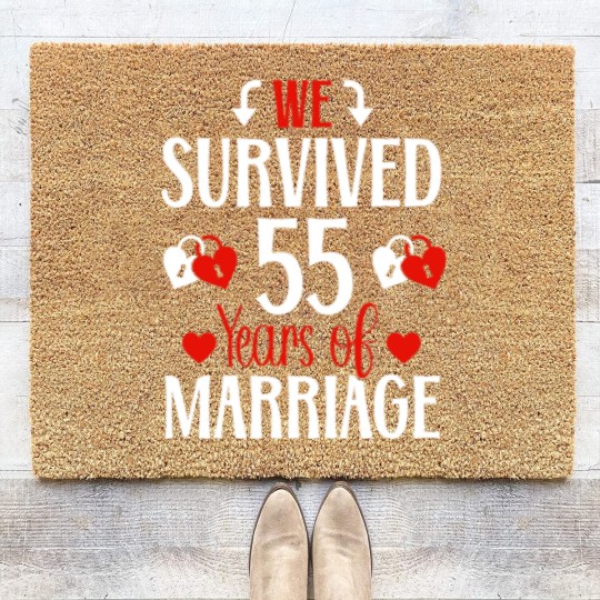 Discover 55th Wedding Anniversary 55 Year Marriage Romantic Coir Doormats
