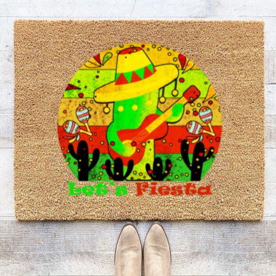Discover Lets Fiesta Cinco De Mayo Mexican Guitar Cactus Coir Doormats