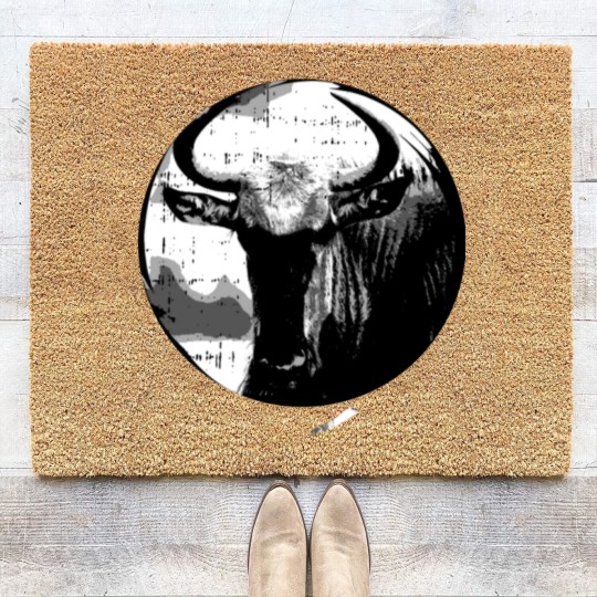 Discover Wildebeest GNU Wildlife Animal Safari Antelope Coir Doormats
