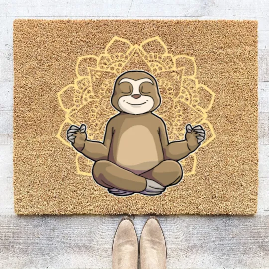 Discover Yoga Sloth My Spirit Animal Meditation Namaste Lazy Animal Coir Doormats