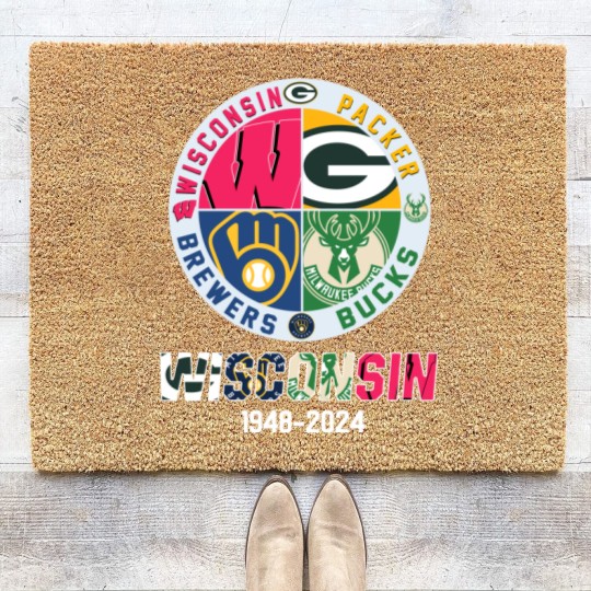 Discover Wisconsin And Packers And Brewers And Bucks Wisconsin Sport 1948 2024 Garden Flag Coir Doormats