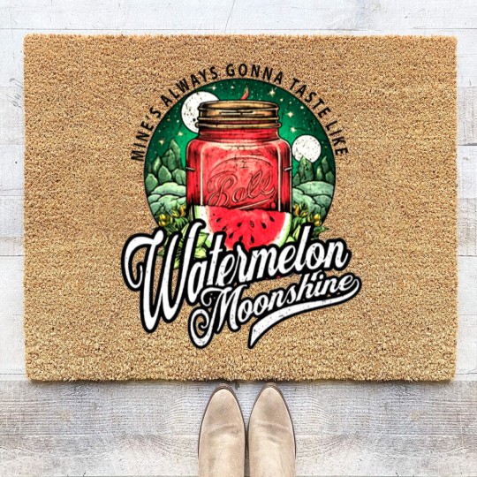 Discover Watermelon Moonshine Retro Country Music Coir Doormats