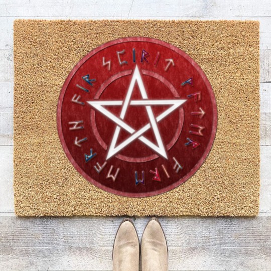 Discover wiccan pentagram Coir Doormats