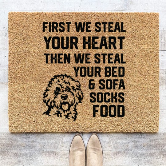 Discover Cockapoo Steal Your Heart Steal Your Bed and Sofa socks food 2 Coir Doormats