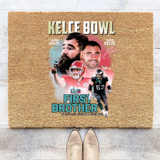 Discover Vintage Kelce Bowl Coir Doormats, Travis Kelce and Jason Kelce Bowl Coir Doormats