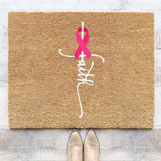 Discover Breast Cancer Faith Breast Cancer Awareness Coir Doormats
