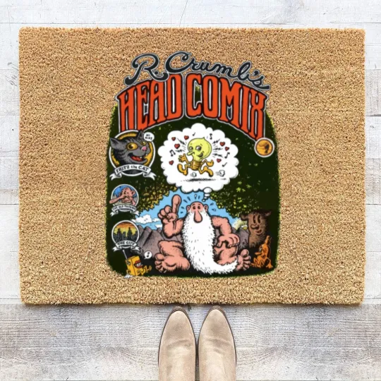 Discover 1988 R Crumb's Head Comix 20 Years Later Vintage Fritz the Cat Mr Natural Clic Counter Culture Comic Book Cartoonist Promo Coir Doormats