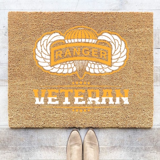 Discover Airborne Ranger Army Veteran Coir Doormats