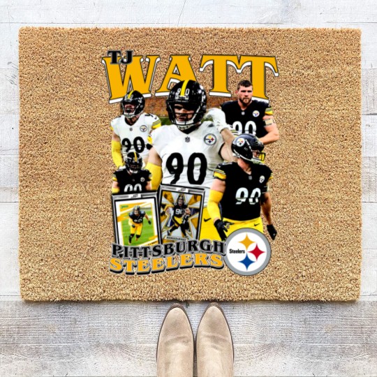Discover Vintage 90s Graphic Style T. J. Watt Coir Doormats, Football Coir Doormats