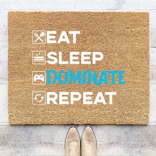 Discover eat sleep dominant repeat Coir Doormats