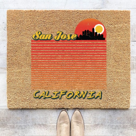 Discover Vintage San Jose City California Downtown Skyline Coir Doormats