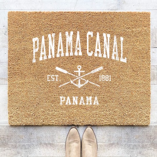 Discover panama canal vintage crossed oars boat anchor sports Coir Doormats