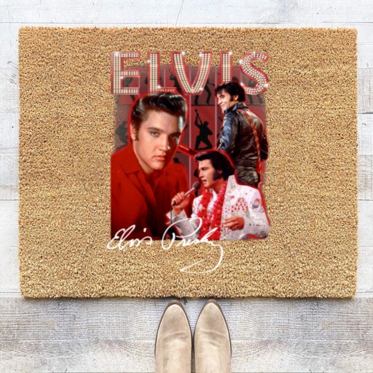 Discover 80s Elvis Presley Short Sleeve Gift Fans Black Allsizes S-5Xl Unisex Coir Doormats