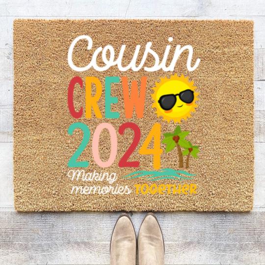 Discover Cousin Crew 2023 Summer Vacation Beach Family Trip Matching Coir Doormats