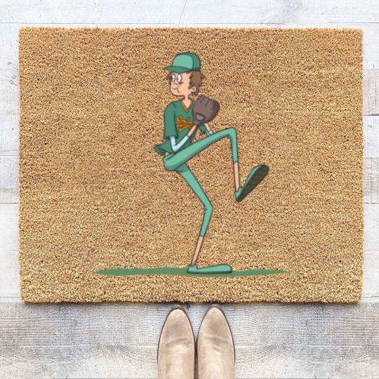 Discover Baseball pitcher throwing Coir Doormats