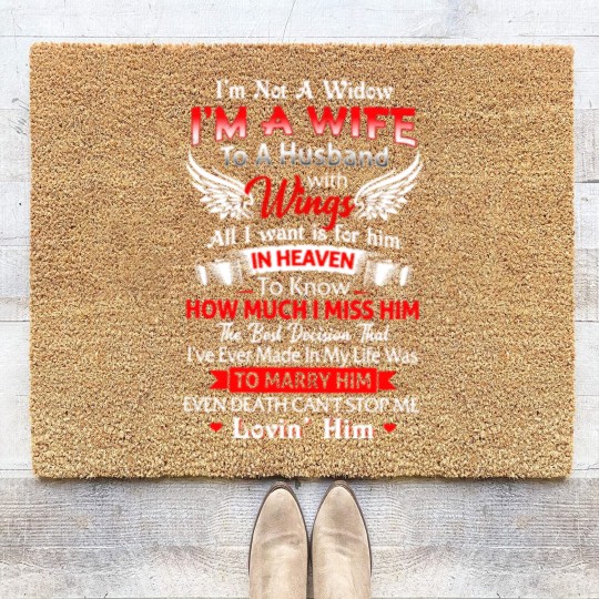 Discover I'm Not A Widow I'm A Wife To A Husband With Wings Coir Doormats
