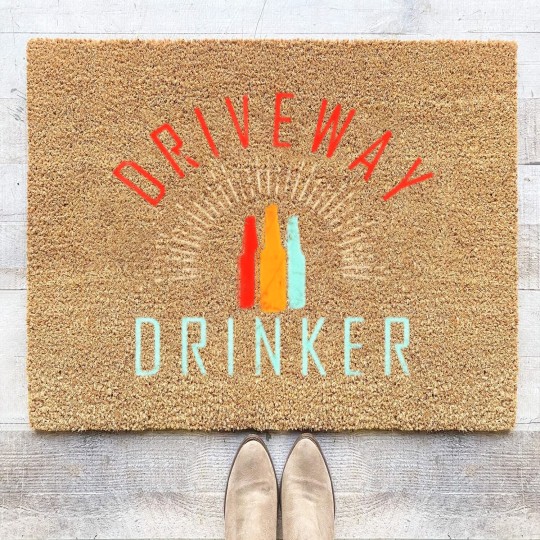 Discover Driveway Drinker Coir Doormats Retro Vintage Funny Coir Doormats