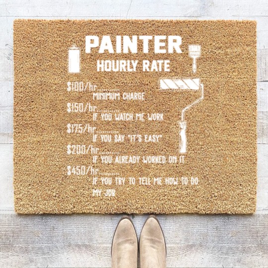 Discover Funny Painter Hourly Rate Apparel For Painters Coir Doormats