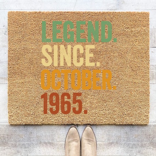 Discover Retro 1965 Birthday October Born Legend Since 1965 Coir Doormats