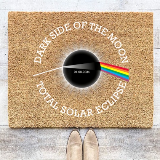 Discover Total Solar Eclipse 04 08 24 Rainbow Totality Dark Side Moon Coir Doormats