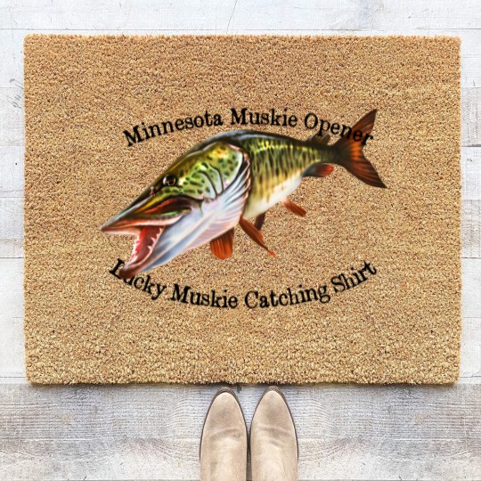 Discover Minnesota Muskie Fishing Opener Coir Doormats