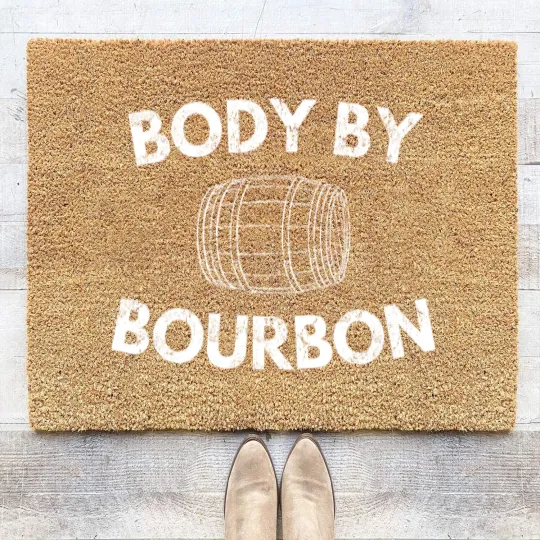 Discover Body by Bourbon Unisex Coir Doormats, Funny Kentucky Bourbon Lover
