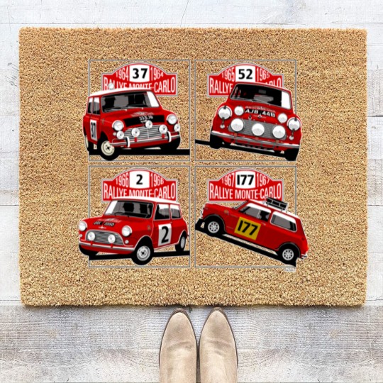 Discover Monte Carlo Rally Mini Coopers Coir Doormats