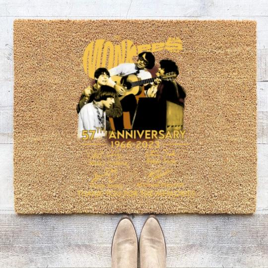 Discover The Monkees 57th Anniversary 1966-2023 Signatures Coir Doormats, The Monkees Coir Doormats Fan Gifts