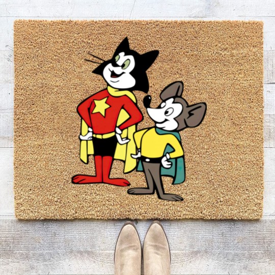 Discover Courageous Cat with Minute Mouse Coir Doormats