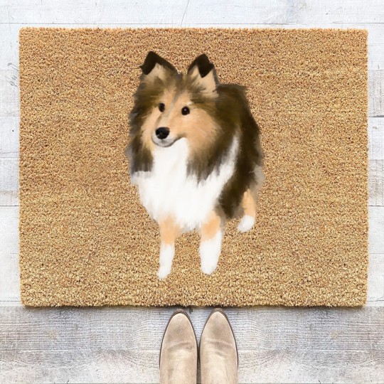Discover Sheltie Cute Sheltie Drawing Coir Doormats