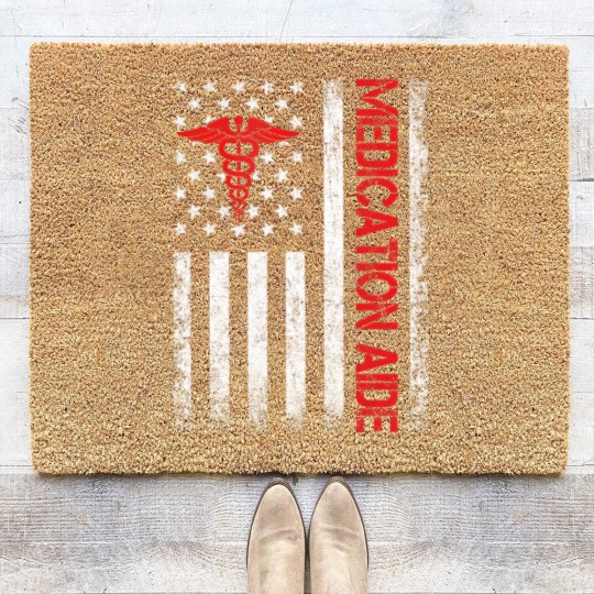 Discover medication aide american flag med aide medication aides Coir Doormats