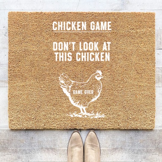 Discover chicken game don't look at this chicken game over t Coir Doormats