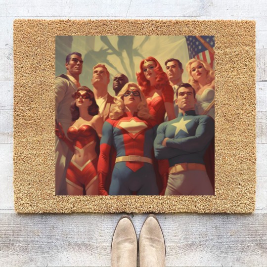 Discover justice society of America Coir Doormats