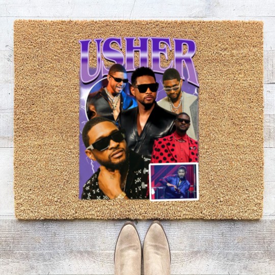 Discover Limted Rapper Usher Coir Doormats, Vintage Usher 90s Coir Doormats, Retro Usher Graphic Coir Doormats
