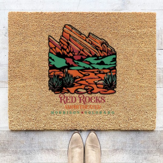 Discover red rocks amphitheater morrison colorado poster art Coir Doormats
