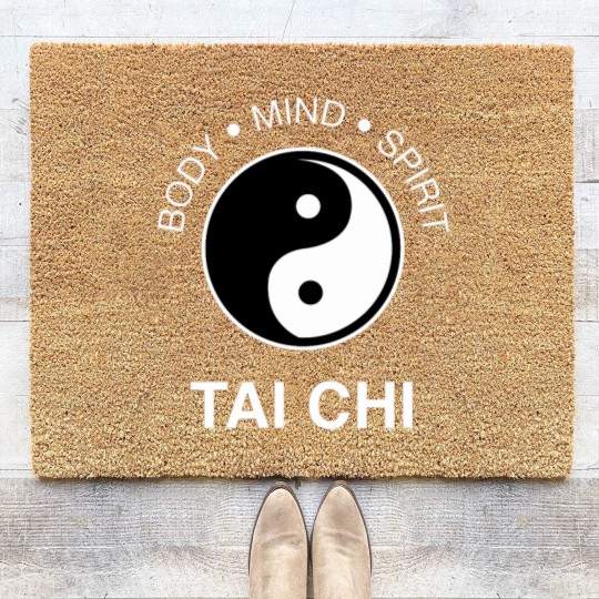 Discover The Art Tai Chi Body Mind Spirit Yin Yang Coir Doormats Coir Doormats