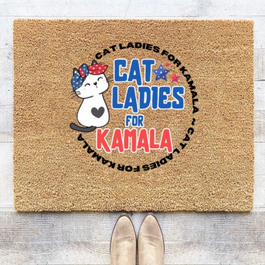 Discover Cat Lady For Kamala Coir Doormats, Childless Cat Ladies, Kamala Harris 2024 Coir Doormats