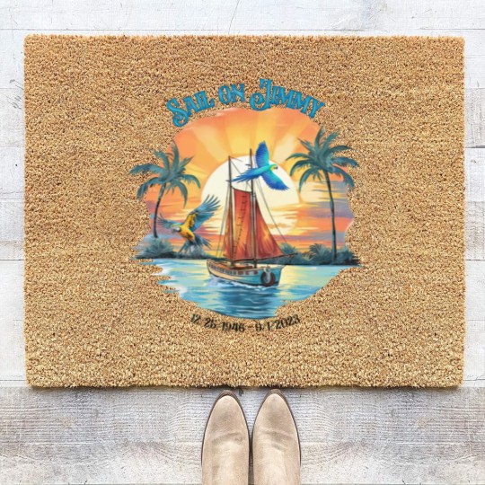 Discover Jimmy Buffett Memorial Coir Doormats, Jimmy Buffett Quote Coir Doormats, Rock Music Coir Doormats