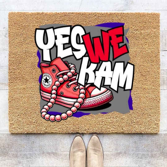Discover Kamala Harris , Yes We Kam, red white and blue, Coir Doormats