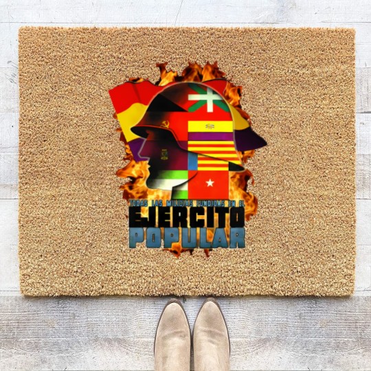 Discover Brigadas Internacionales No Pasaran Spanish Civil warr Red Star Raised Fist Revolution 3836 Coir Doormats