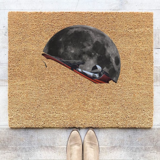 Discover Spacex Starman In Orbit Around The Moon - Spacex - Coir Doormats
