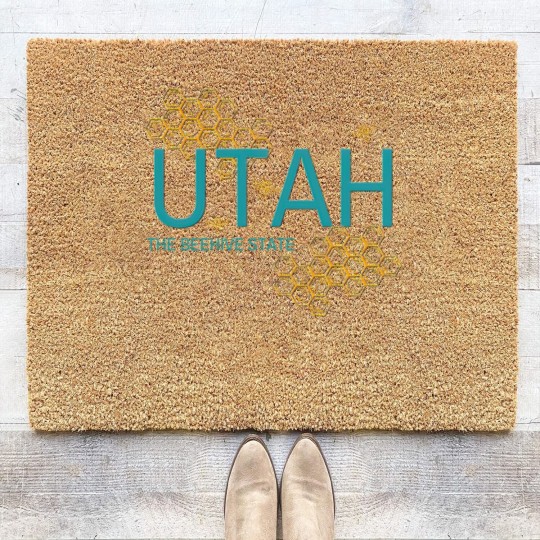 Discover Utah The Beehive State Bee - Utah - Coir Doormats