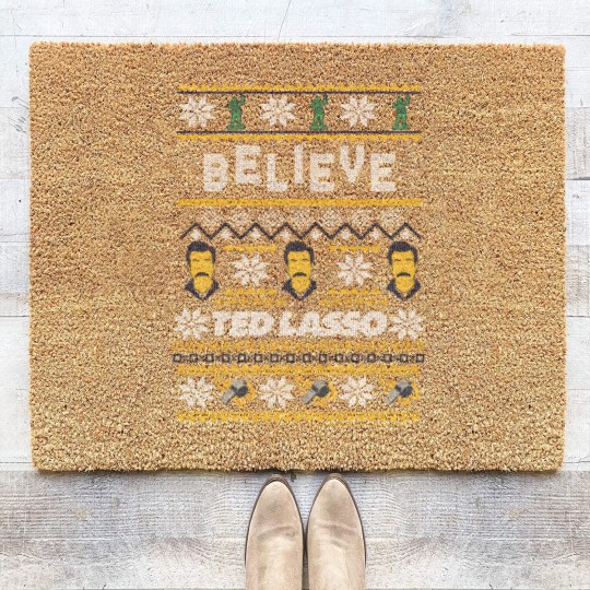 Discover ted lasso christmas believe ted lasso ugly sweat Coir Doormats